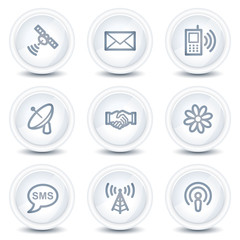 Communication web icons, white glossy circle buttons