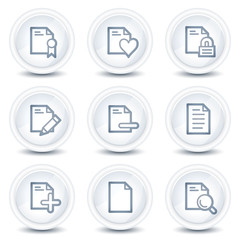 Document web icons set 2, white glossy circle buttons