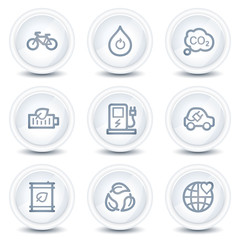 Ecology web icons set 4, white glossy circle buttons