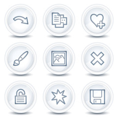 Image viewer web icons set 2, white glossy circle buttons