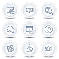 Internet web icons set 1, white glossy circle buttons