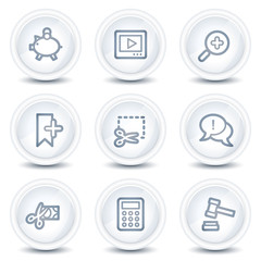 Shopping web icons set 3, white glossy circle buttons
