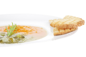 vegetable soup with toasts