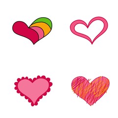 Pink and Red vector hearts