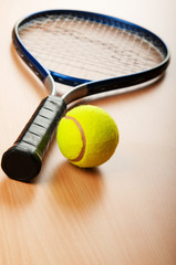 Tennis concept with balls and racket