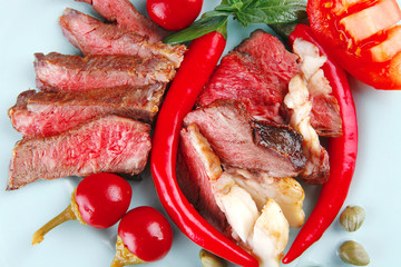 roast meat slices on plate