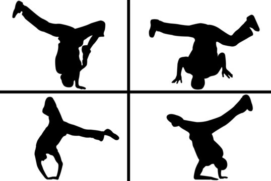 streetdancer silhouette isolated on white background