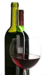 Bottles and glass of red wine