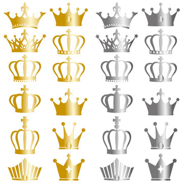 gold and silver crown set