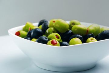 olives, stuffed with red peppers