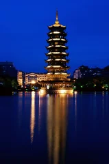 Foto op Canvas Chinese ancient tower nightscape © cityanimal