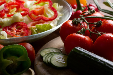 Vegetables ready for salad