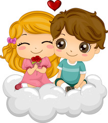 Kids Sitting on Clouds