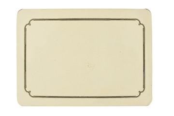 vintage blank card isolated on white background with copy space