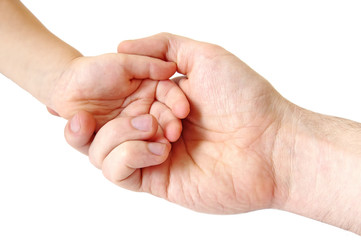 father and child hands; closeup