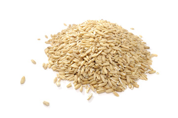 Pile of Whole Oats Isolated on White Background