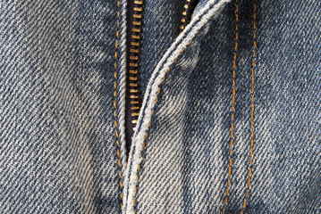 Close up of a zipper of a jeans