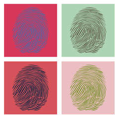 Four fingerprints in popart style illustration