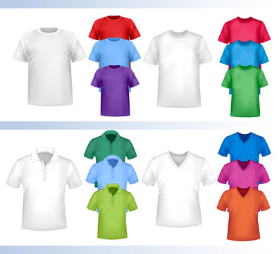 Color and white t-shirt design template. vector illustration.