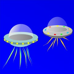 UFO, flying saucers, vector illustration