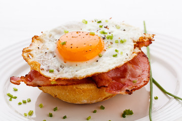 Breakfast - fried egg with bacon