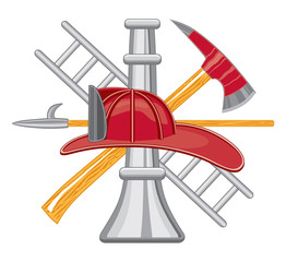 Obraz premium Firefighter Tools Logo