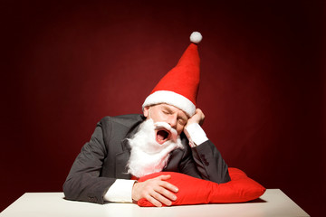 Santa yawning
