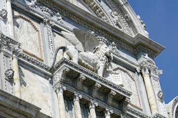 statue of the winged lion of San Marco in Venice