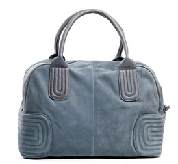 Gray modern female bag on white background