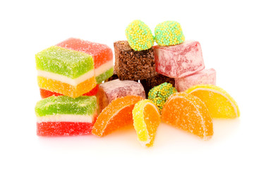 colorful candies jelly on white background
