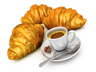 Colazione: caffè e croissant