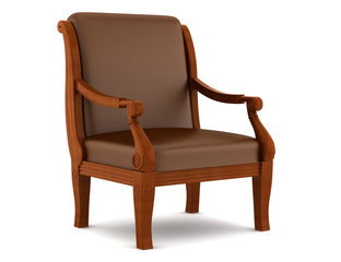 Fototapeta premium leather classic armchair isolated on white background
