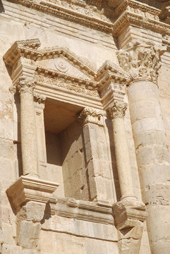 Detail of a window on Hadrian's Arch in Jerash