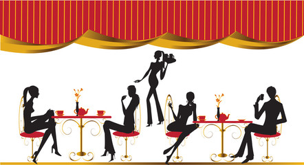 bar restaurant lounge coffee women Illustration vector