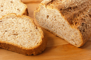 Sliced cereal bread closeup
