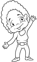 Smiling Aunt - Black and White Cartoon illustration