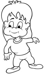 Fototapeta premium Girl Cousin - Black and White Cartoon illustration