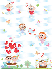 Background with children angels
