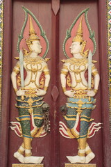 Angel art image temple doors Thai
