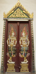 Fototapeta premium Angel art image temple doors Thai