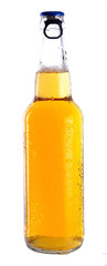 transparent bottle with a light beer