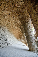 BARCELLONA, SPAIN-August 29: Detail of Park Guell, designed by