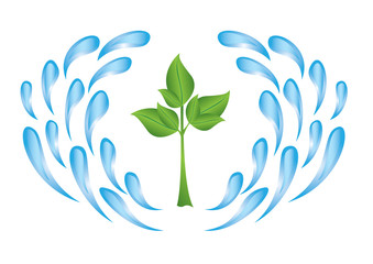 Fototapeta na wymiar vector illustration - green plant and water
