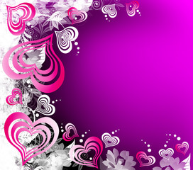 Valentines Day black-pink-violet background with Hearts