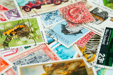 collection of stamps from around the world