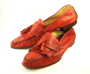 Italian Style Lamb Skin Mocassin - Shoes on white background