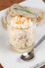 Healthy snack with cheese, egg and carrot