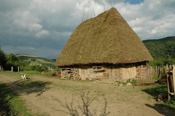 Fototapeta na wymiar Old farmer's wooden house in Transylvania, Romania
