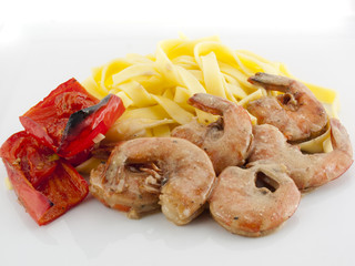 Shrimps mit Bandnudeln