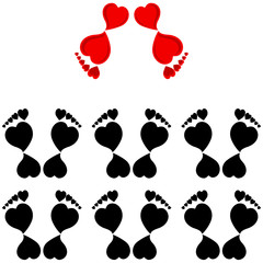 vector illustration of the human footprints.  concept - Team